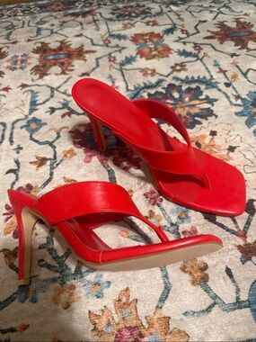 Cherry Red Thong Stiletto Sandals